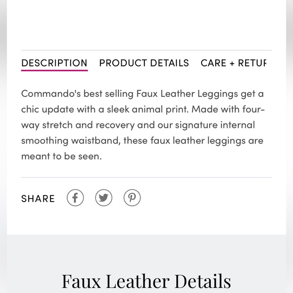 NWOT Commando Faux Leather Leggings - Picture 6 of 6